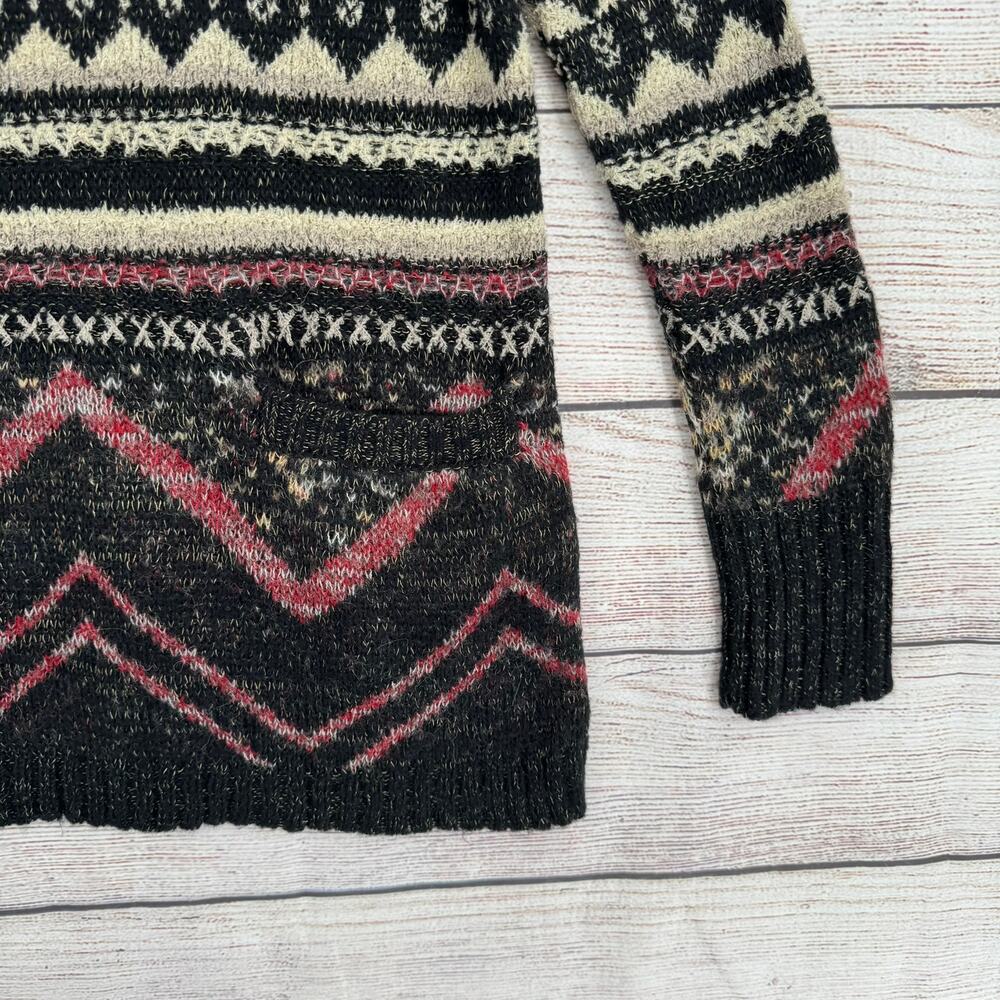 Lucky Brand Wool Blend Geometric Print Turtleneck Sweater Womens S Black Purple - Picture 5 of 10